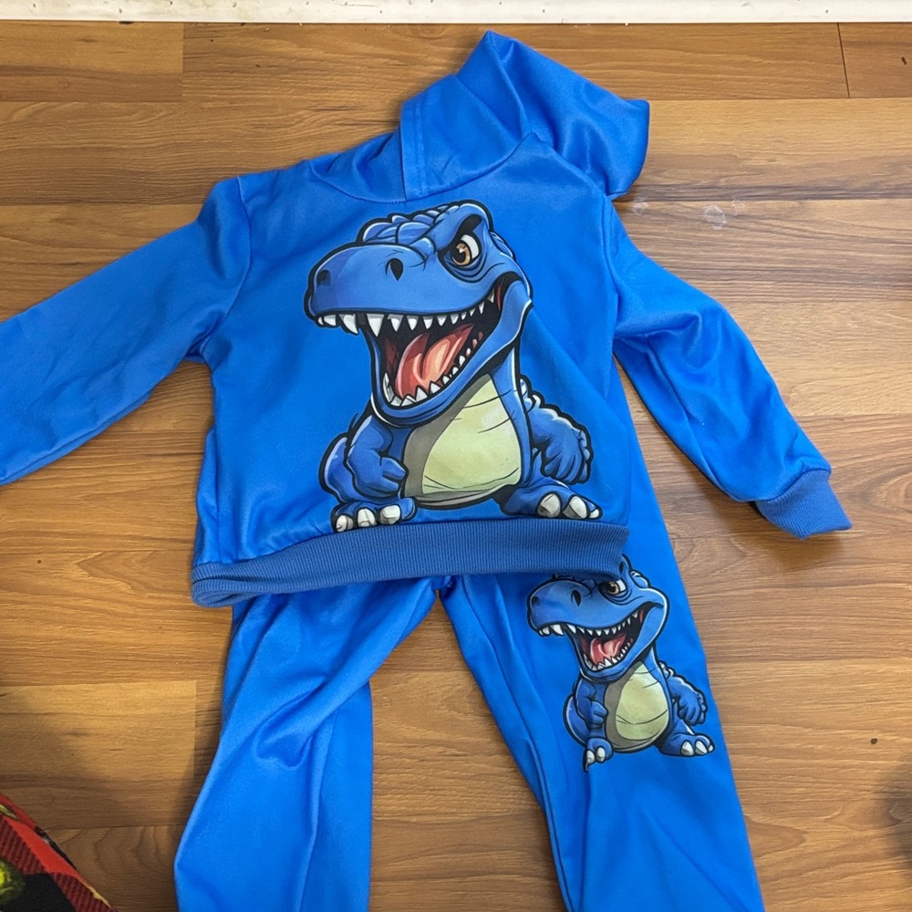 Boys 3t Blue Dinosaur Hoodie and Pants Set